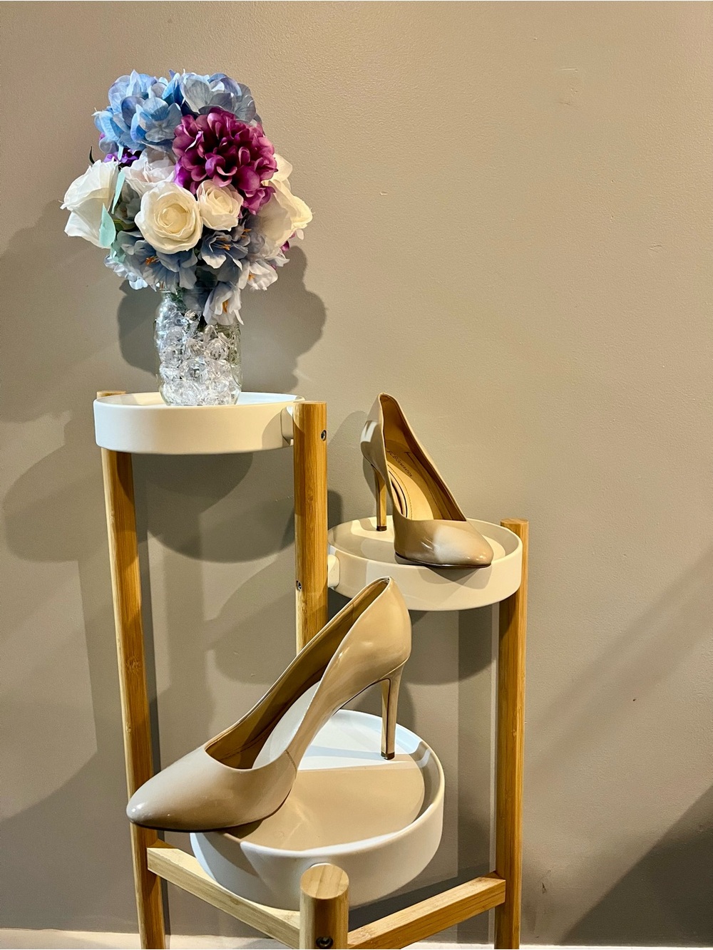 BCBGeneration Nude Patent Pointed Toe Stiletto Pumps